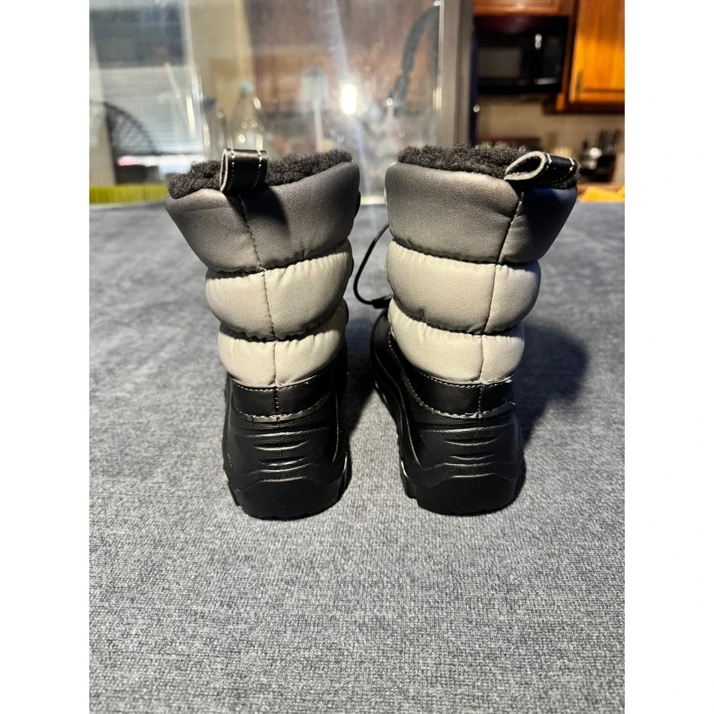 Members Mark Kids Snow Boots Gray Black Faux Fur Lined Winter Boots Size 11/12